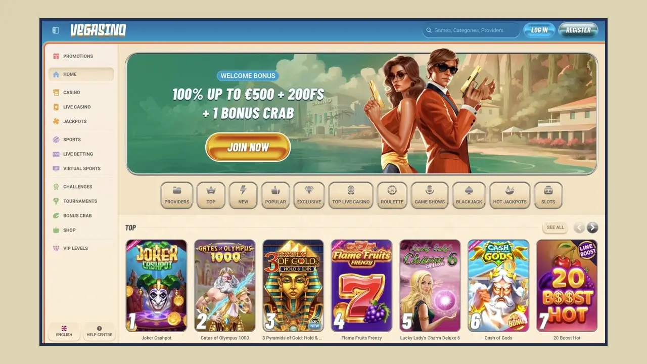 Caratteristiche del gioco mobile Vegasino
